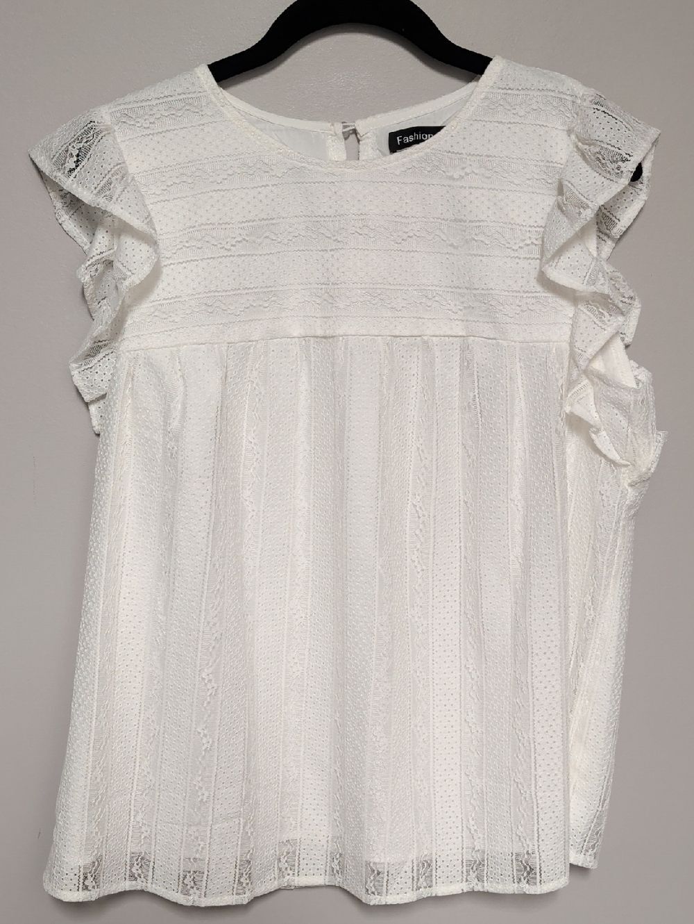 White Lace Flutter Sleeve Top - Picture 1 of 8
